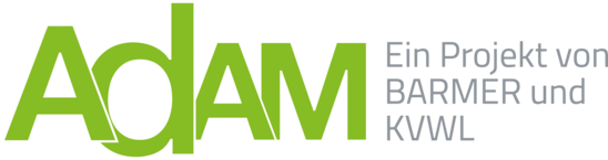 Das Bild zeigt das Logo des Innovationsfondsprojekts "Anwendung für digital unterstütztes Arzneimitteltherapie-Management", kurz AdAM.